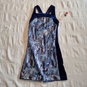 Body Wrappers girls size 16 foil finish gymnastic dance leotard bike tard NWT